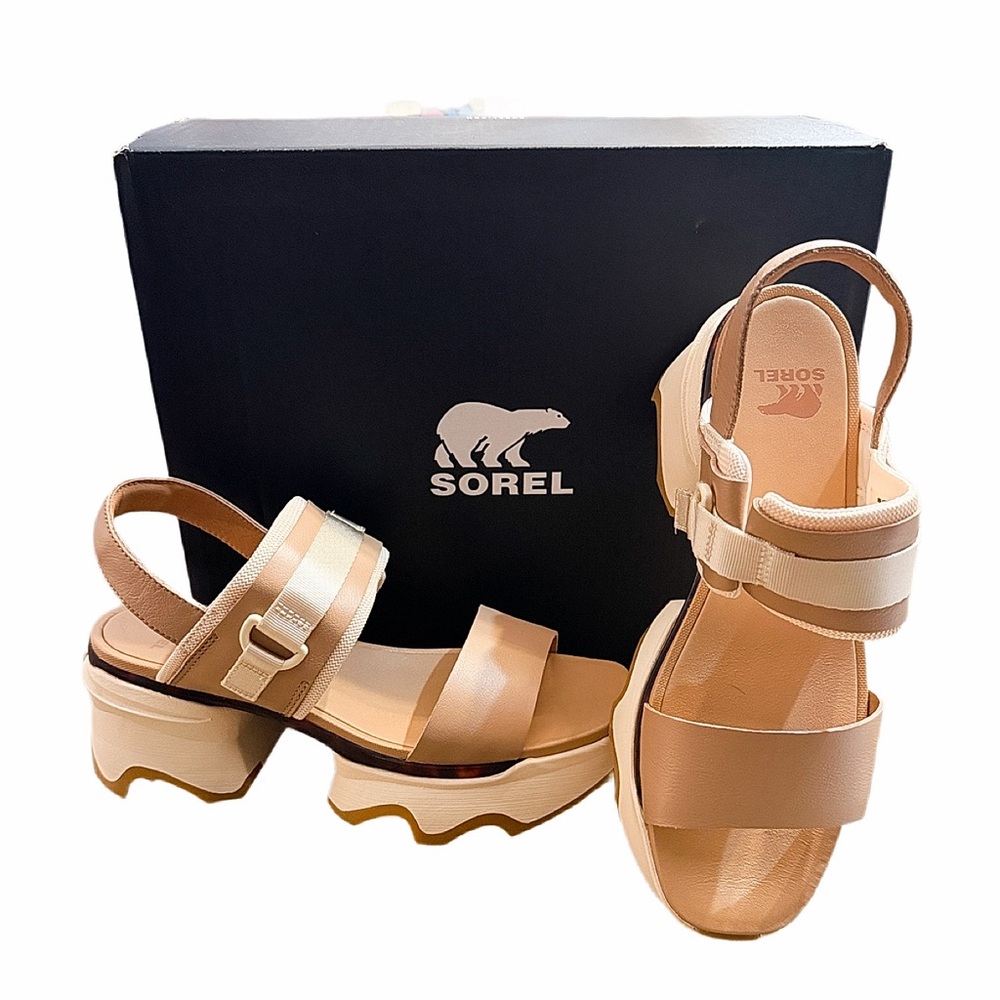 Sorel Beige Cream Platform Sandals